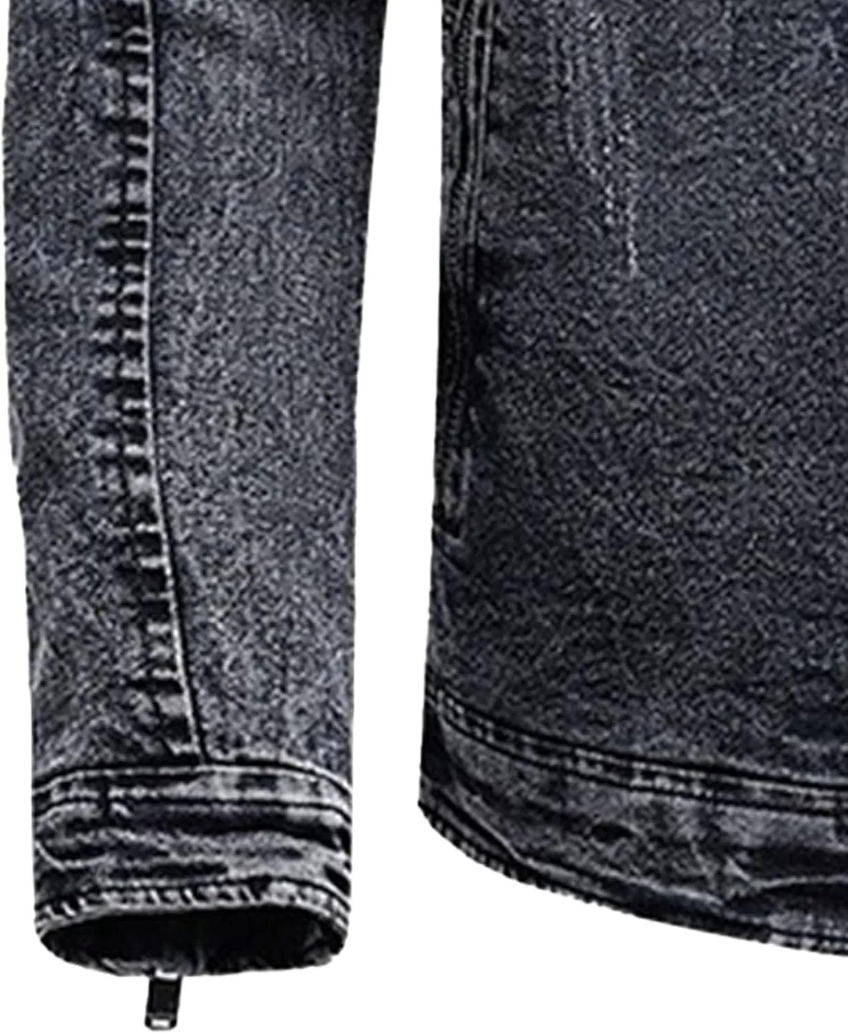 JEKE-DG Men's Full Zip Slim Fit Classic Jean Jacket Stand Collar Distressed Denim Jacket Vintage Warm Outdoor Jackets