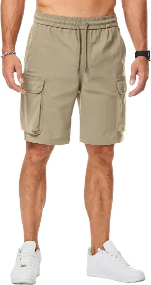 JMIERR Men's Stretch Cargo Shorts Casual Drawstring Classic Relaxed Fit Summer Short with Multi Pockets