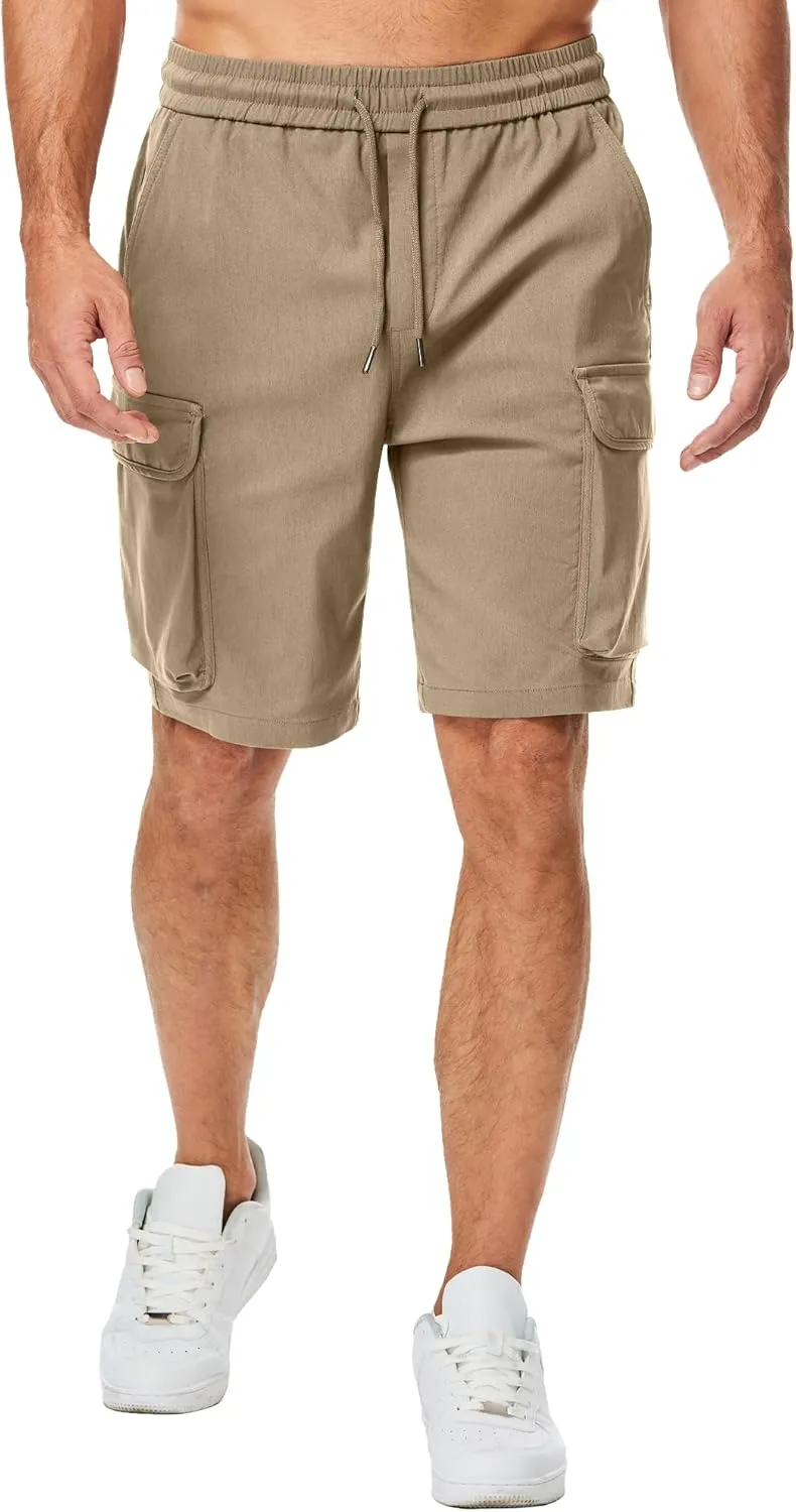 JMIERR Men's Stretch Cargo Shorts Casual Drawstring Classic Relaxed Fit Summer Short with Multi Pockets