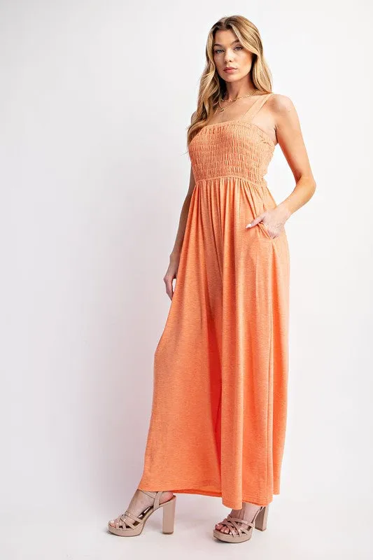 Leggy Luxe Smocked Wide Leg Jumpsuit