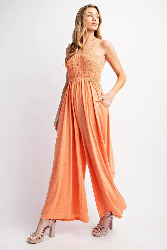 Leggy Luxe Smocked Wide Leg Jumpsuit