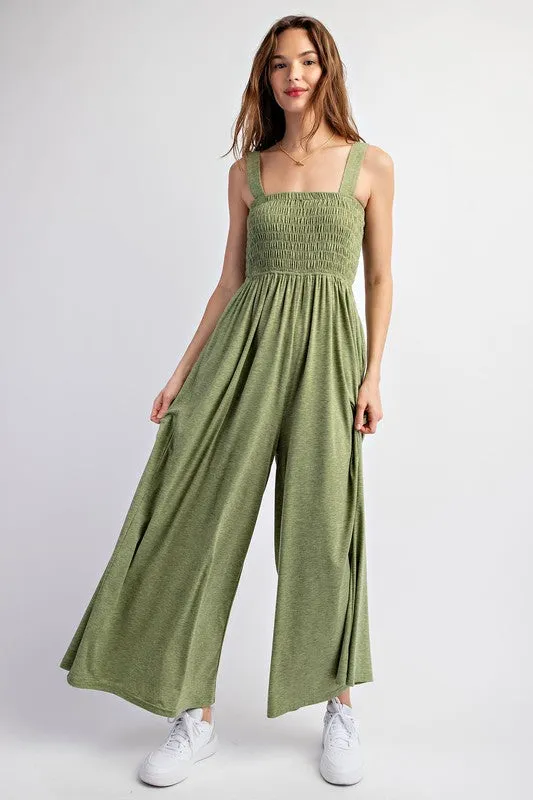 Leggy Luxe Smocked Wide Leg Jumpsuit