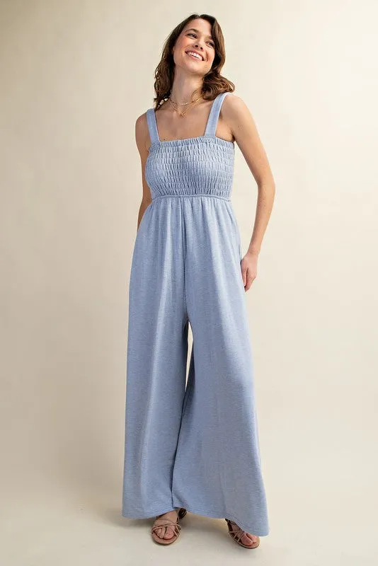 Leggy Luxe Smocked Wide Leg Jumpsuit