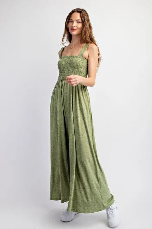 Leggy Luxe Smocked Wide Leg Jumpsuit