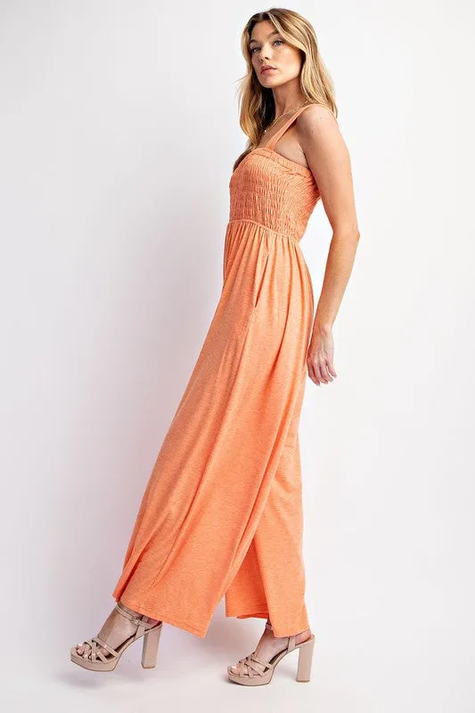 Leggy Luxe Smocked Wide Leg Jumpsuit