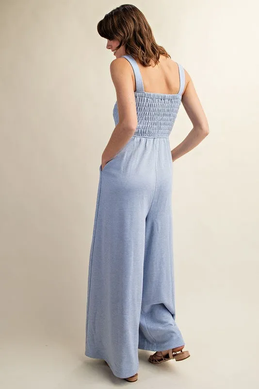 Leggy Luxe Smocked Wide Leg Jumpsuit