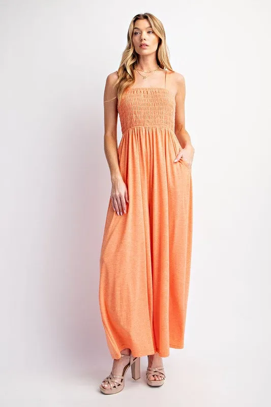 Leggy Luxe Smocked Wide Leg Jumpsuit