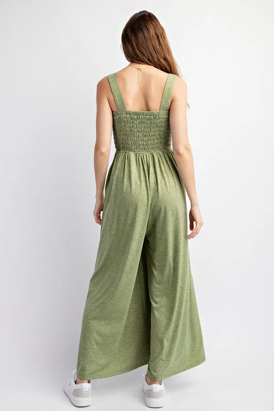 Leggy Luxe Smocked Wide Leg Jumpsuit