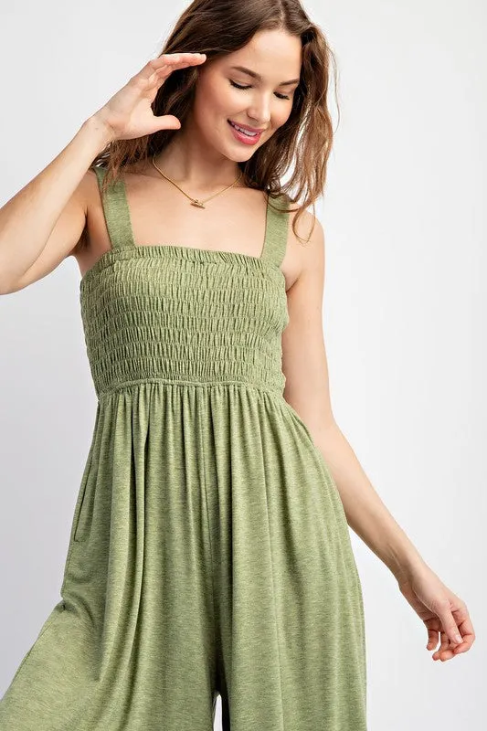 Leggy Luxe Smocked Wide Leg Jumpsuit