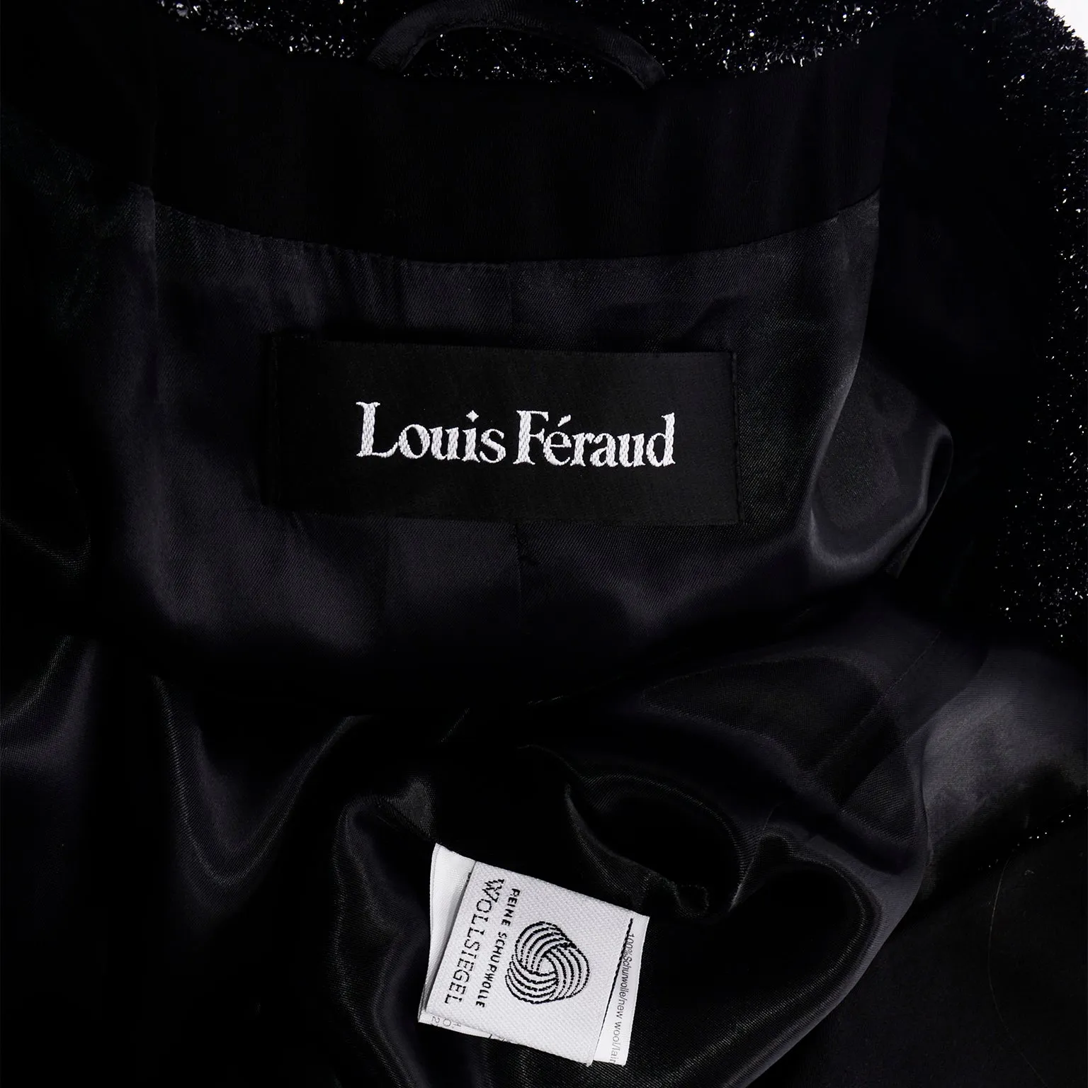 Louis Féraud Vintage Black Evening Blazer Coat With Sparkle Lapels