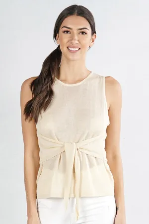 Luxe Tie Front Sleeveless Sweater Tank