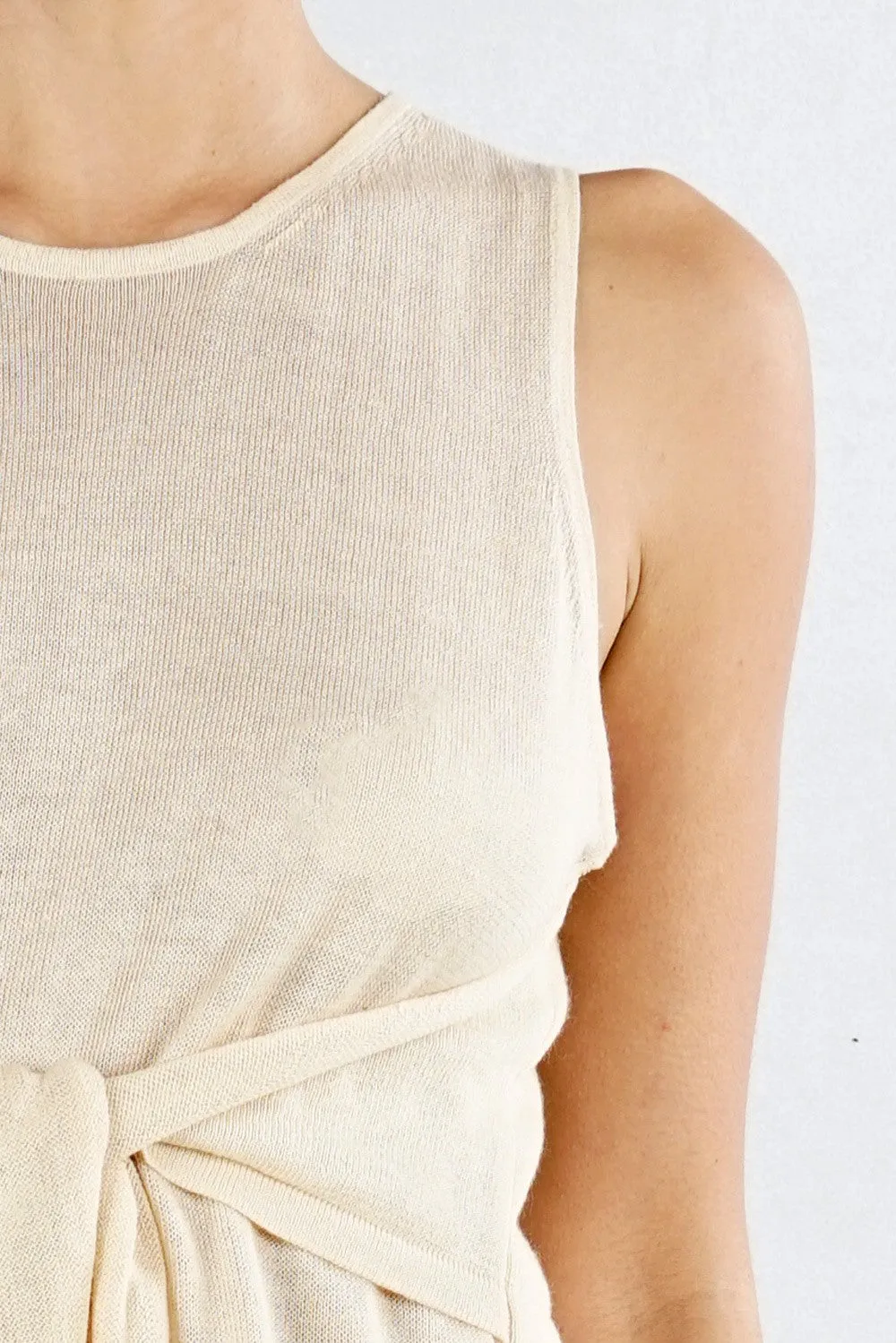 Luxe Tie Front Sleeveless Sweater Tank