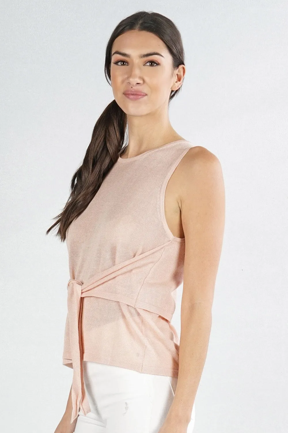 Luxe Tie Front Sleeveless Sweater Tank