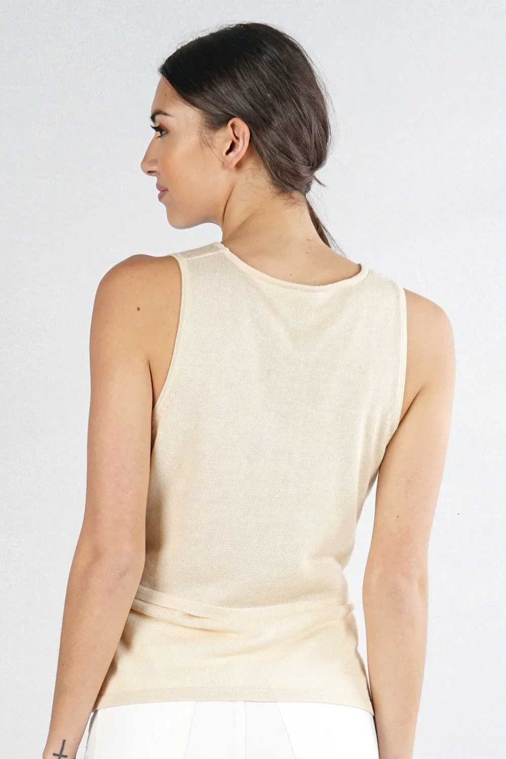 Luxe Tie Front Sleeveless Sweater Tank