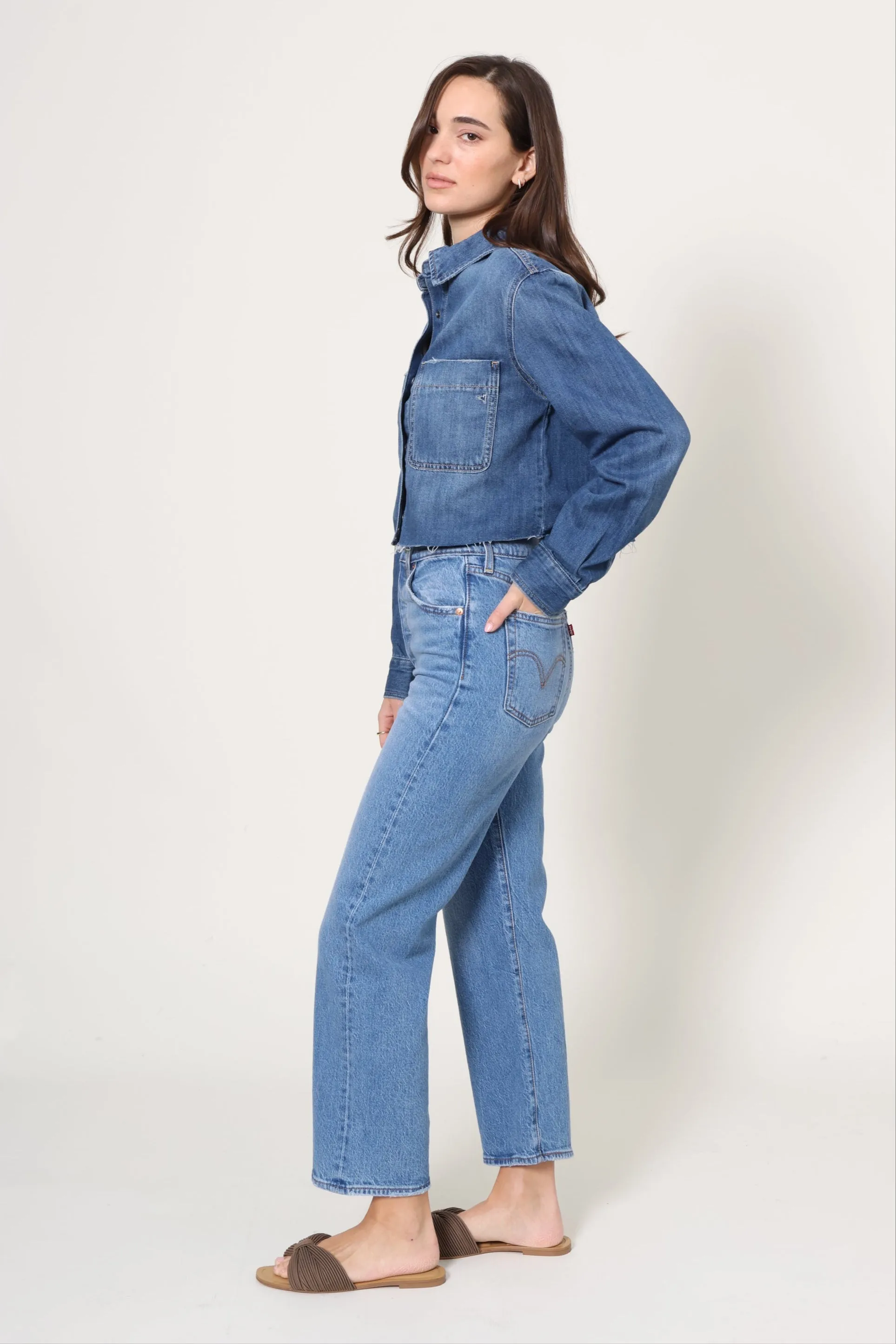 Medium Wash Denim Button Front