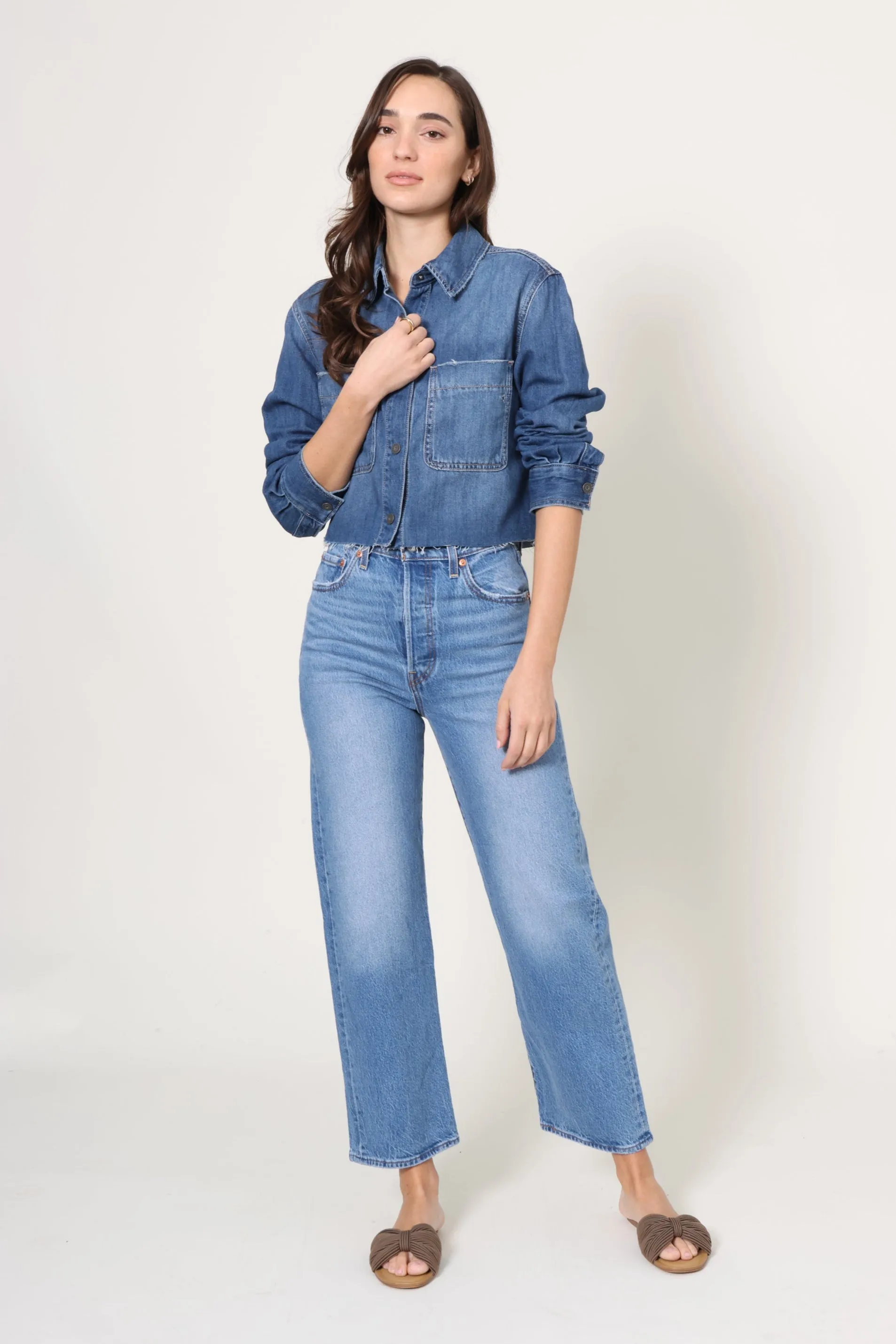 Medium Wash Denim Button Front