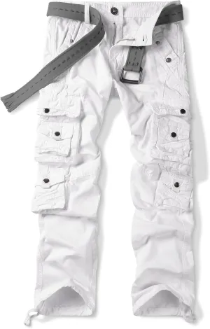 Men's Casual Cargo Cotton Relaxed Fit Tactical Outdoor Work Pants with Multi-Pockets
