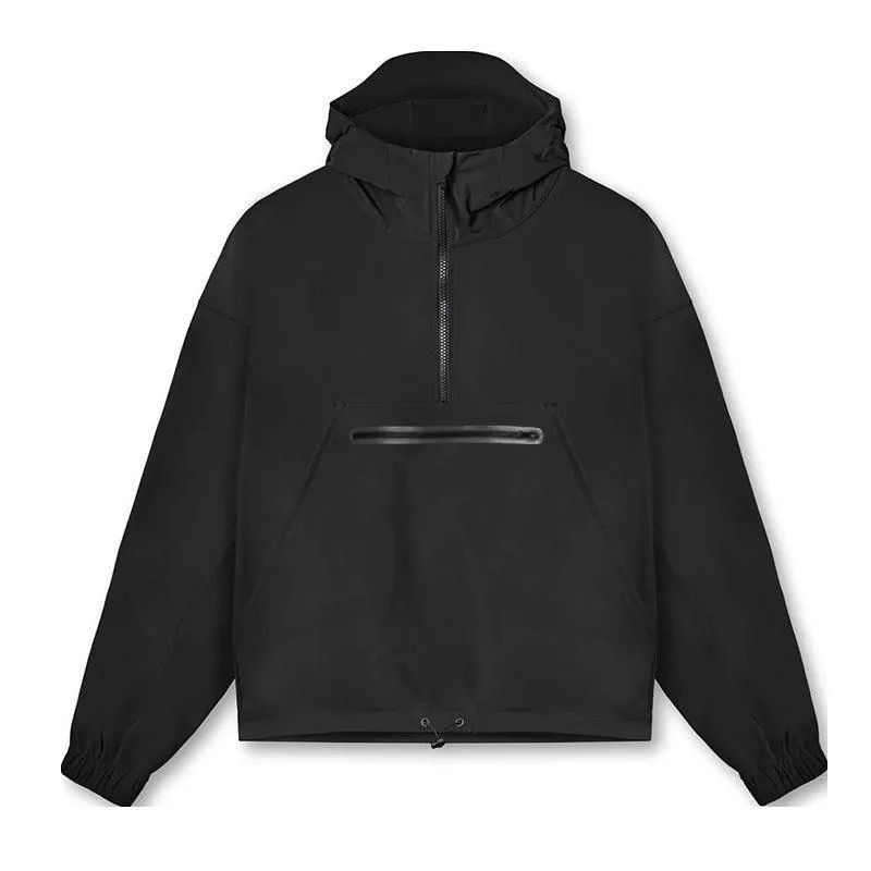 Men's Lightweight Hooded Windbreaker with Front Zipper Pocket