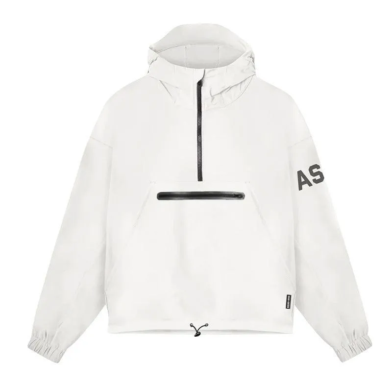 Men's Lightweight Hooded Windbreaker with Front Zipper Pocket