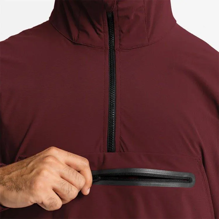 Men's Lightweight Hooded Windbreaker with Front Zipper Pocket