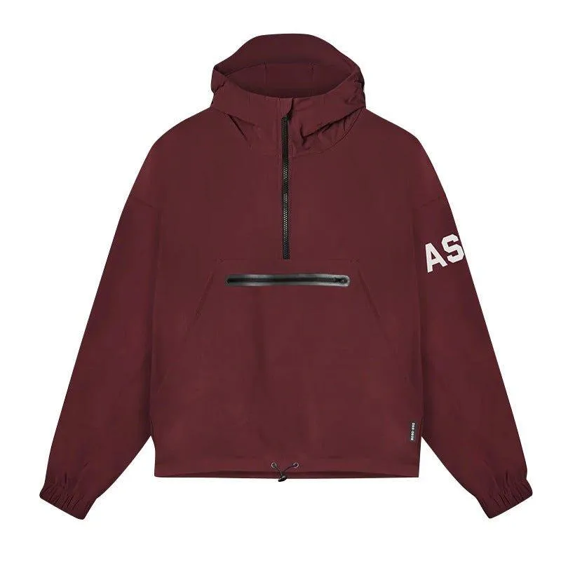 Men's Lightweight Hooded Windbreaker with Front Zipper Pocket