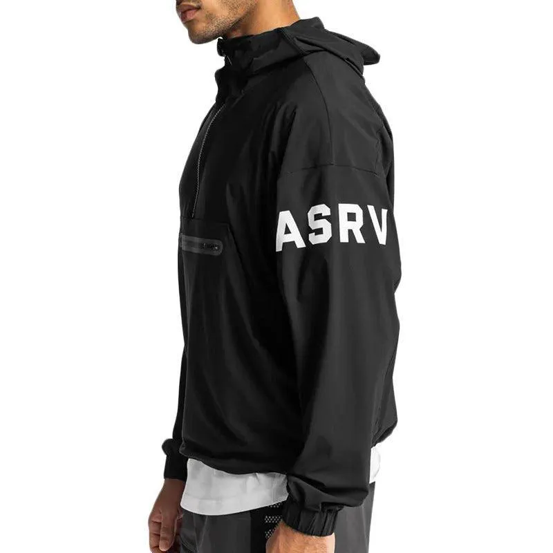 Men's Lightweight Hooded Windbreaker with Front Zipper Pocket