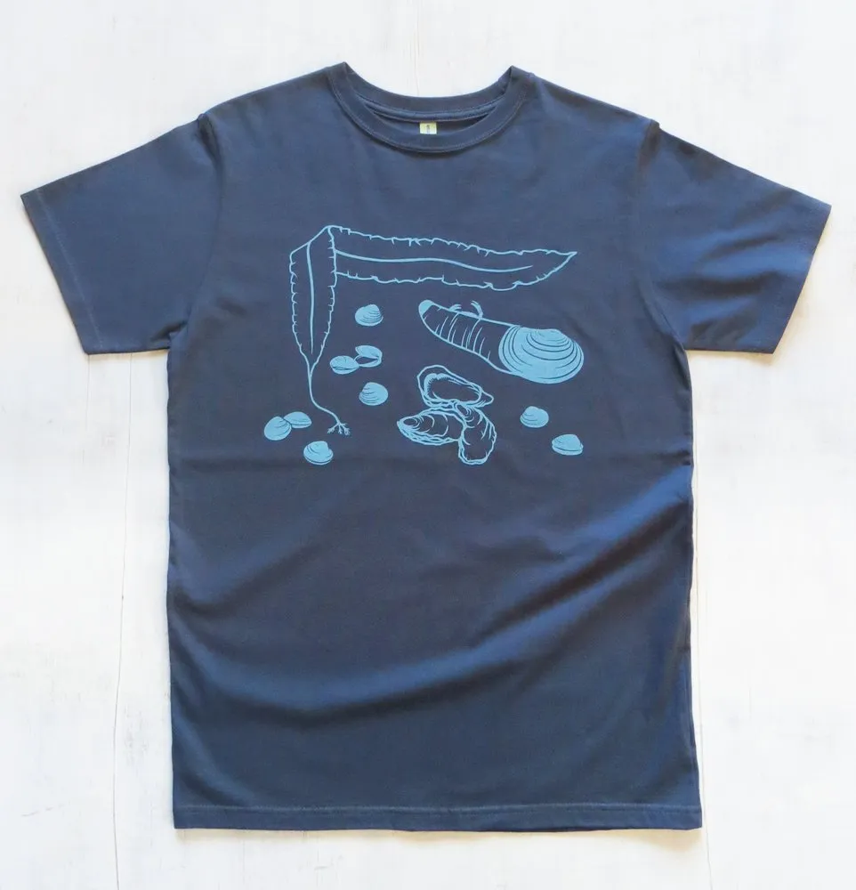 Men's Organic Cotton T-shirt with Shellfish  - Blue