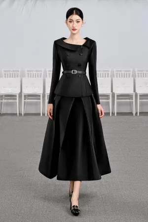 Night A-line Pleated Taffeta Midi Skirt