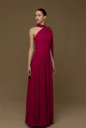 One-Shoulder Flared A-line Dress