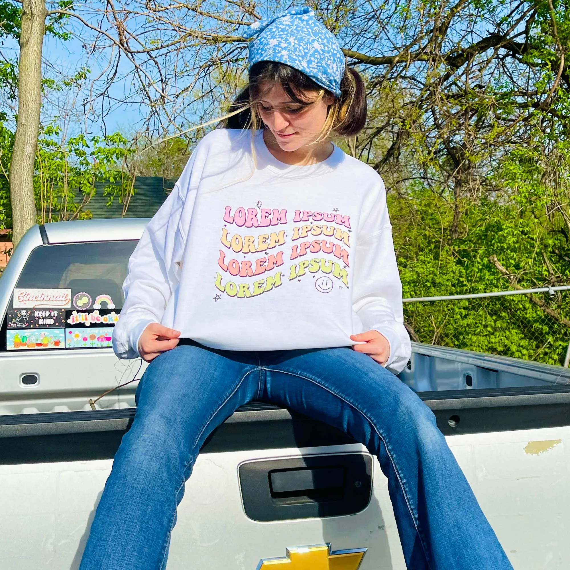 Retro Doodle  Crewneck Sweatshirt - Personalize it with your custom text!