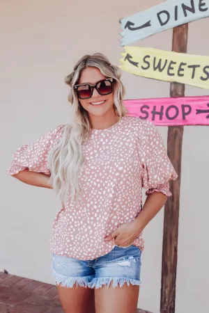 Rylee Smocked Sleeve Blouse - Blush