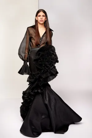 See-Through Shirt with Ruffled Mermaid Skirt