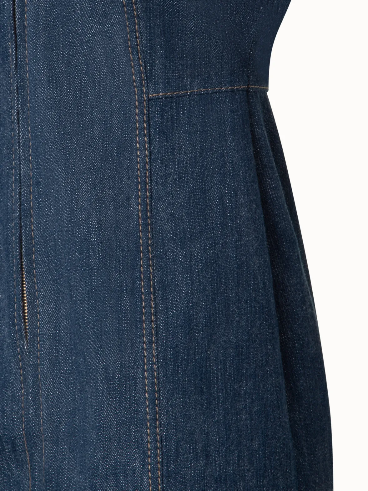 Short Denim Dress with Polo Collar