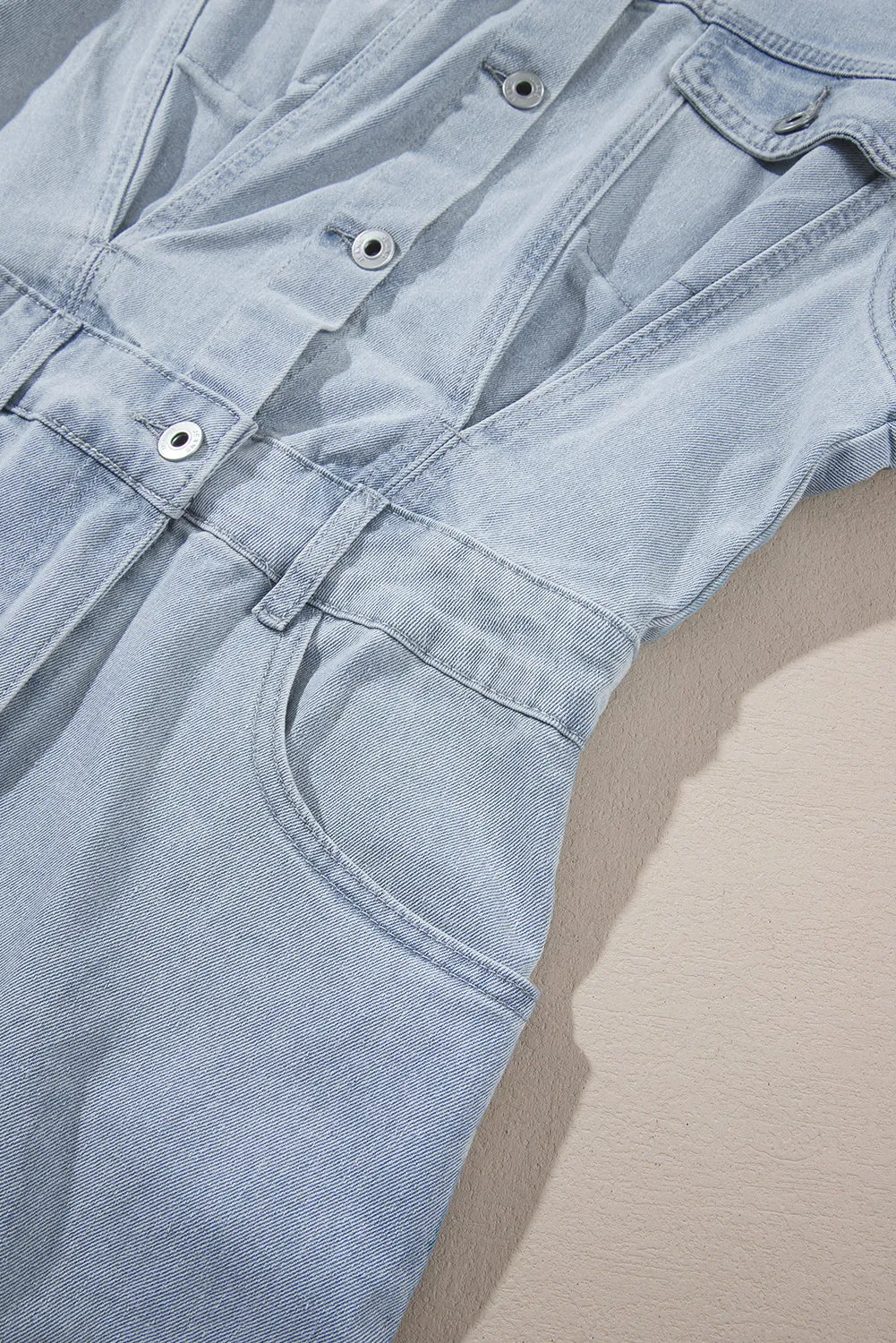 Short Sleeve Button-down Denim Jean Shirt Dress