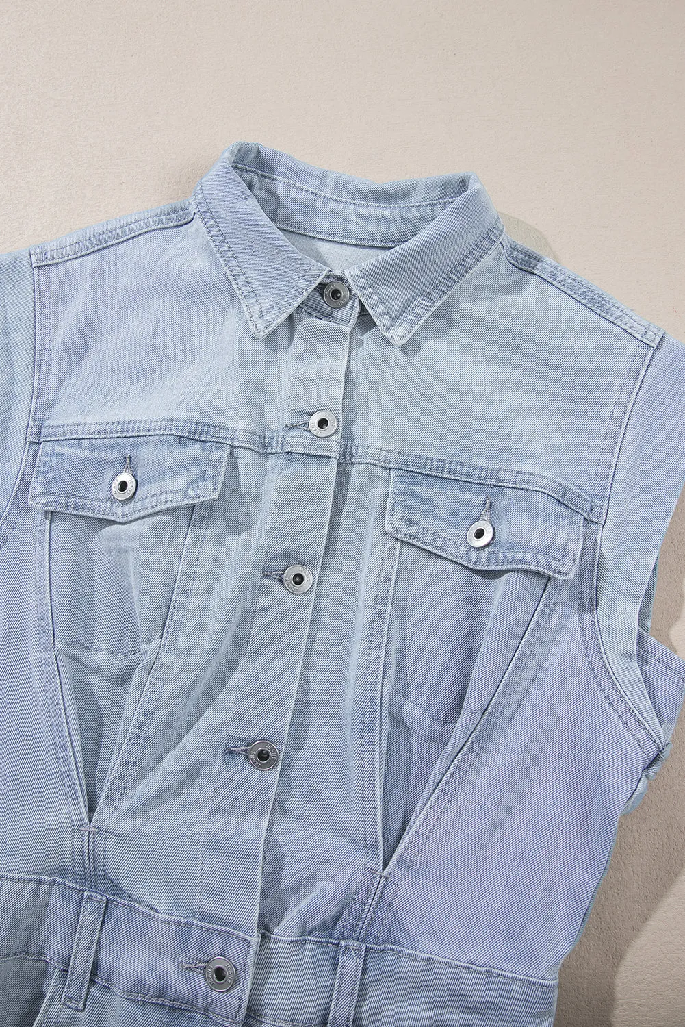 Short Sleeve Button-down Denim Jean Shirt Dress