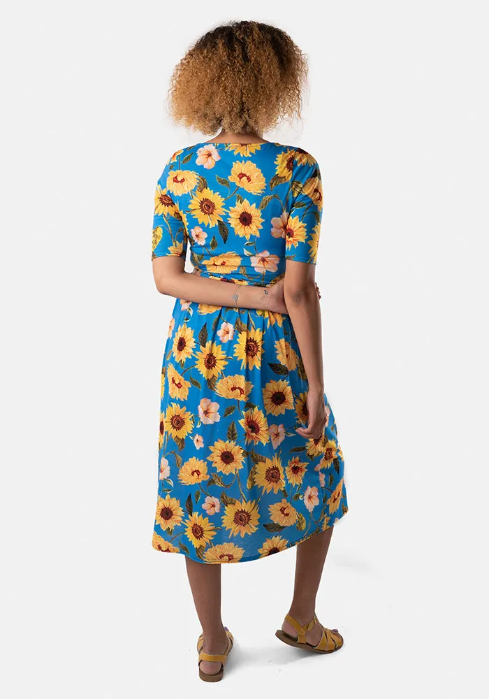 Siobhan Sunflower Print Midi Dress