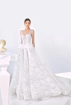 Sleeveless Lace Embroidered Dress with Ruffles