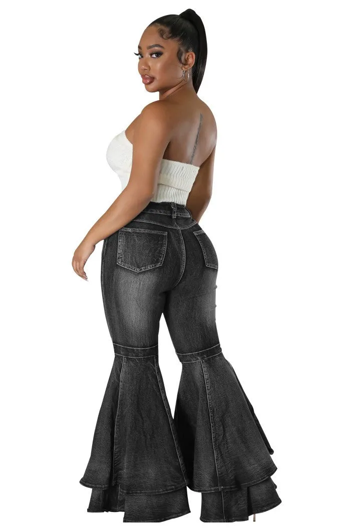 TEKOA WIDE LEG DENIM JEANS - BLACK