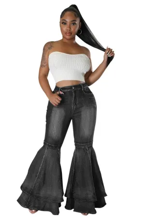 TEKOA WIDE LEG DENIM JEANS - BLACK