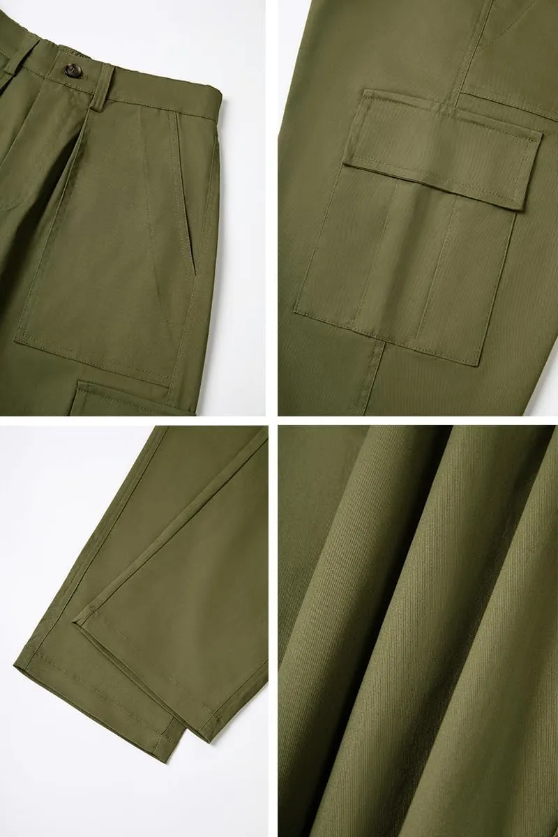 THWEI Cargo Pants for Men Casual Cotton Lightweight Relaxed Fit Stretch Elastic Waist Work Pants