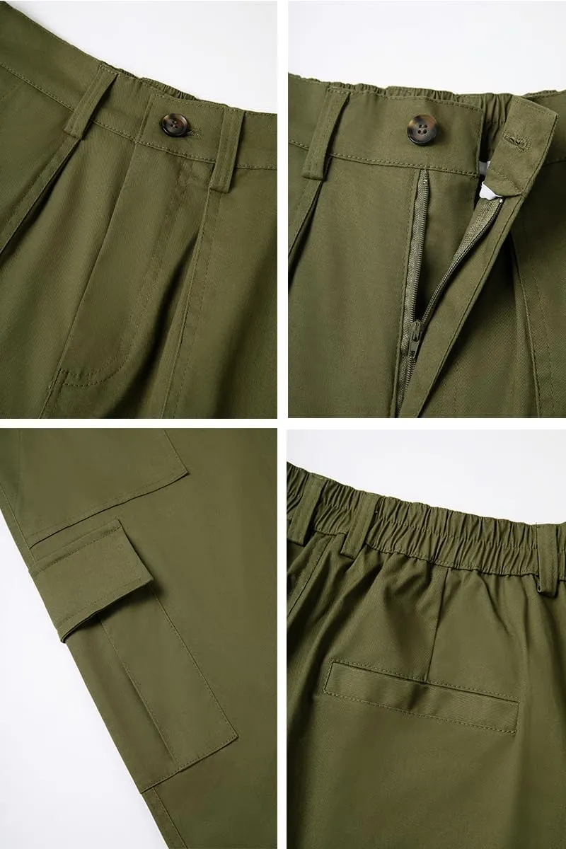 THWEI Cargo Pants for Men Casual Cotton Lightweight Relaxed Fit Stretch Elastic Waist Work Pants