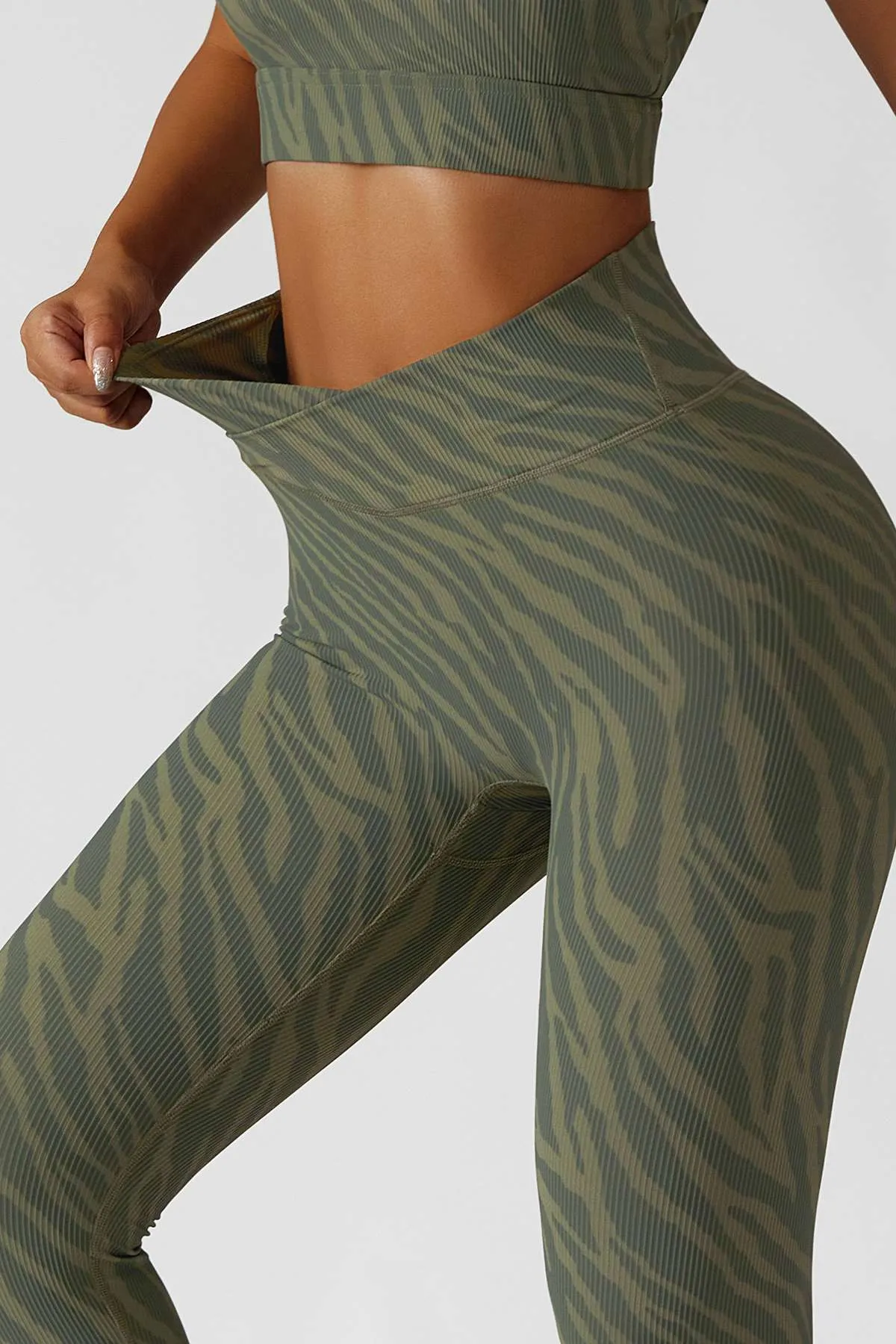 Tie Dye Ribbed Crossover Leggings