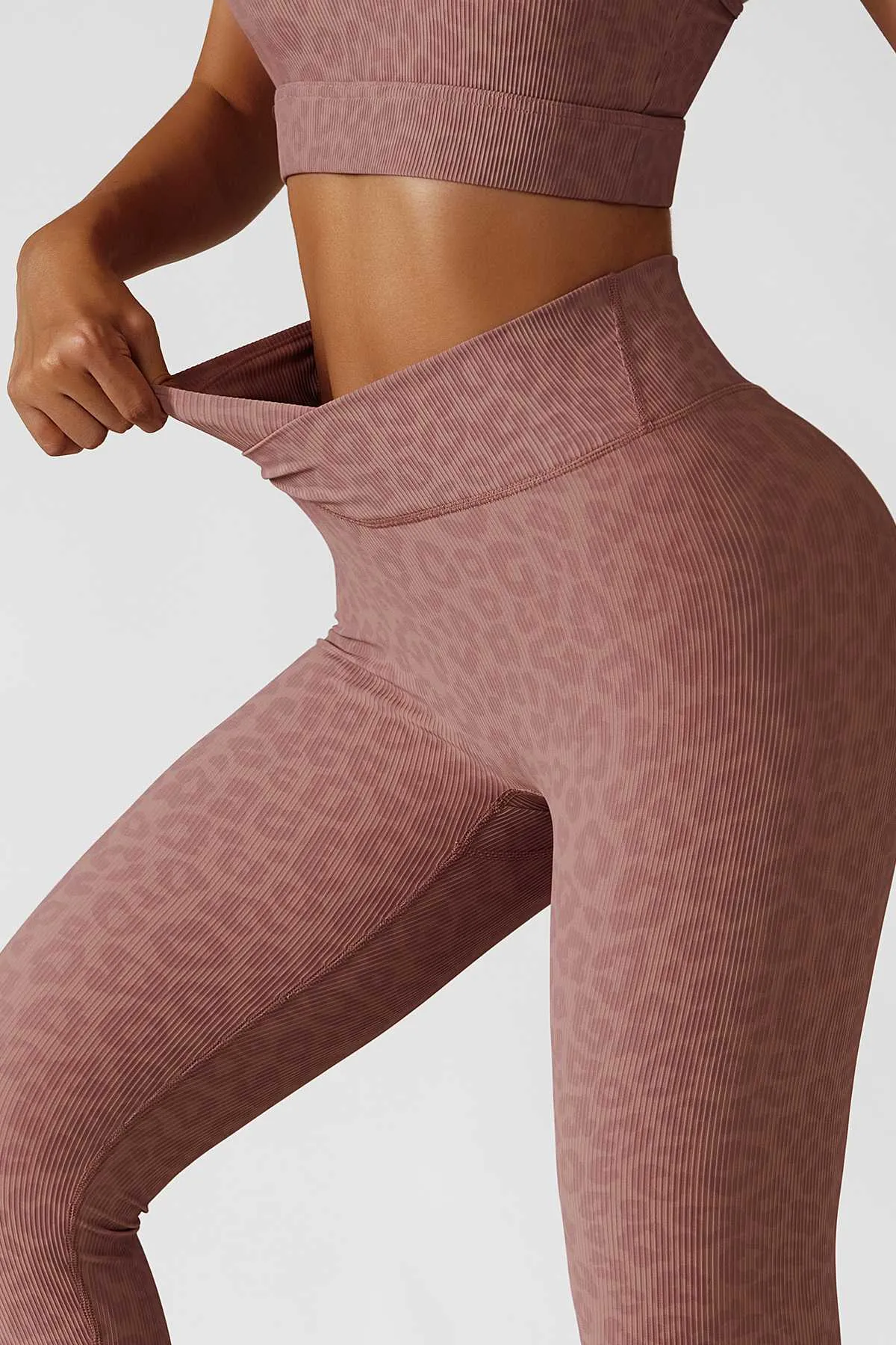 Tie Dye Ribbed Crossover Leggings