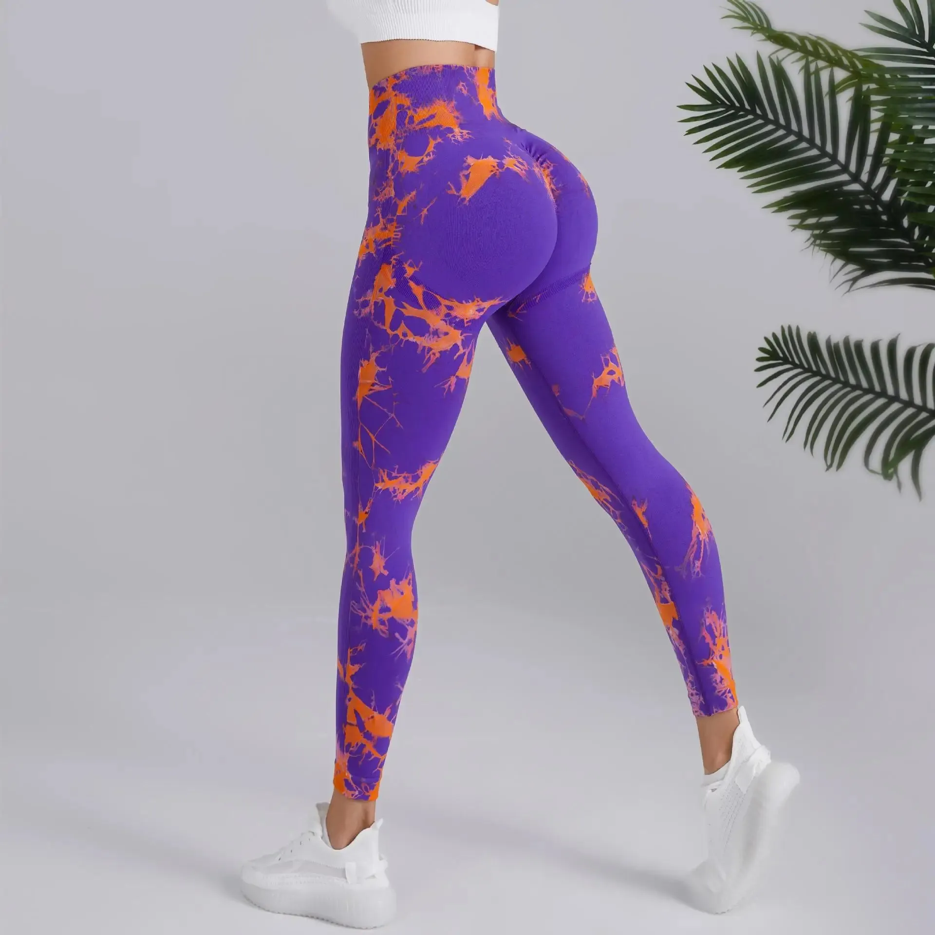 Tie Dye Seamless Leggings Women High Waist Tights for Yoga