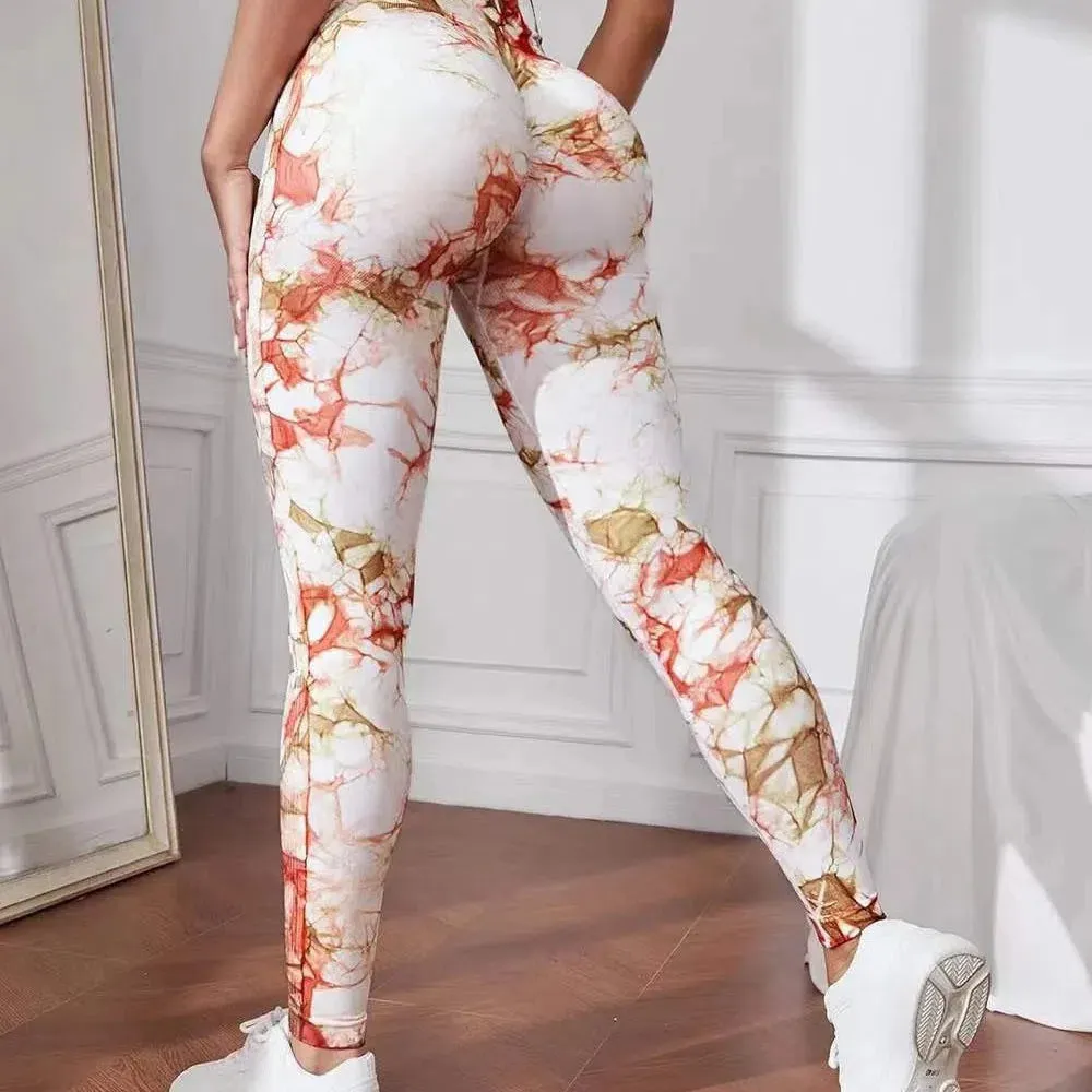 Tie Dye Seamless Leggings Women High Waist Tights for Yoga