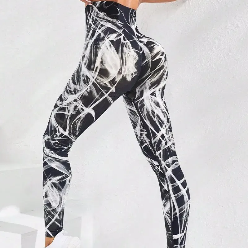 Tie Dye Seamless Leggings Women High Waist Tights for Yoga