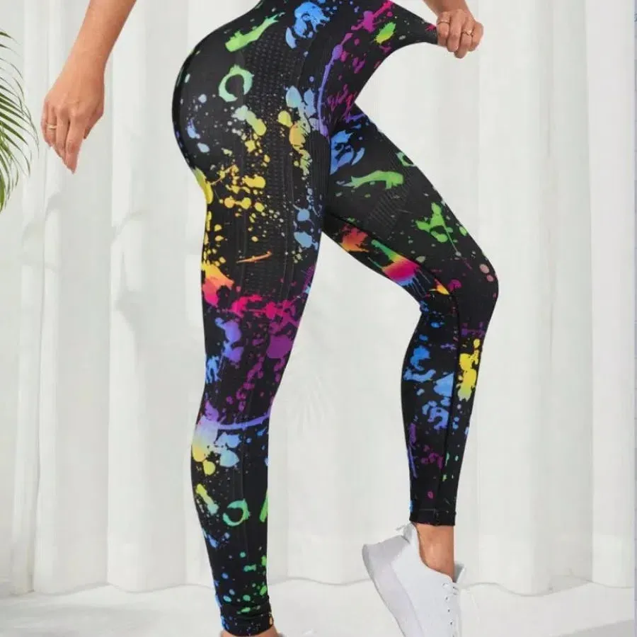 Tie Dye Seamless Leggings Women High Waist Tights for Yoga