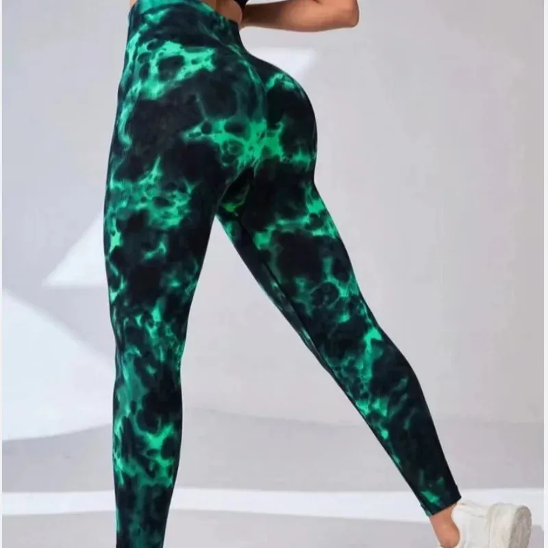 Tie Dye Seamless Leggings Women High Waist Tights for Yoga