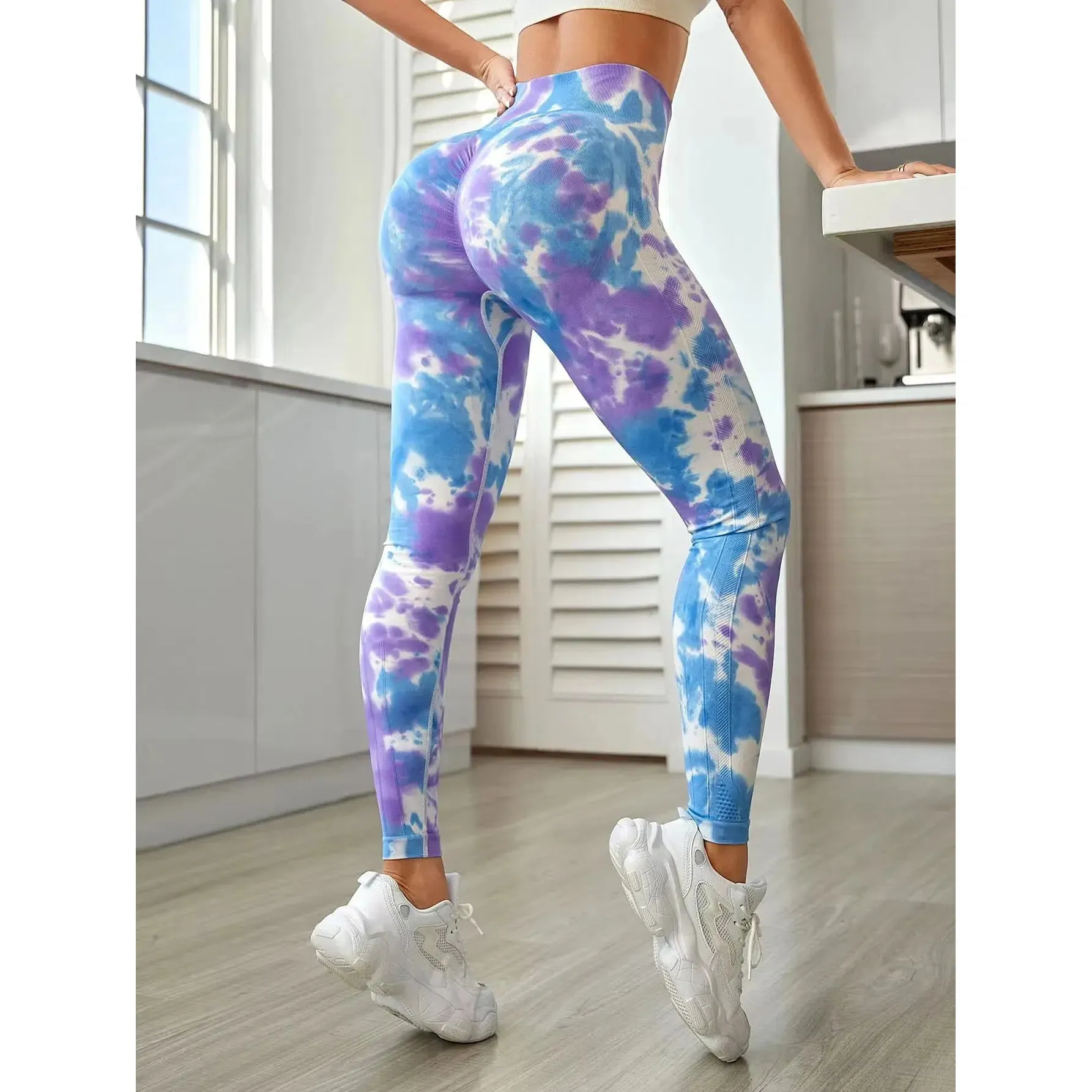 Tie Dye Seamless Leggings Women High Waist Tights for Yoga