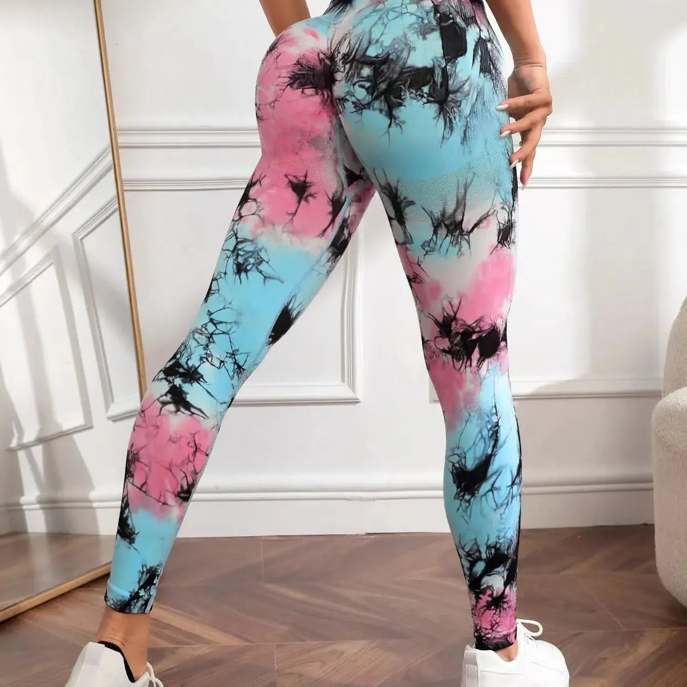 Tie Dye Seamless Leggings Women High Waist Tights for Yoga